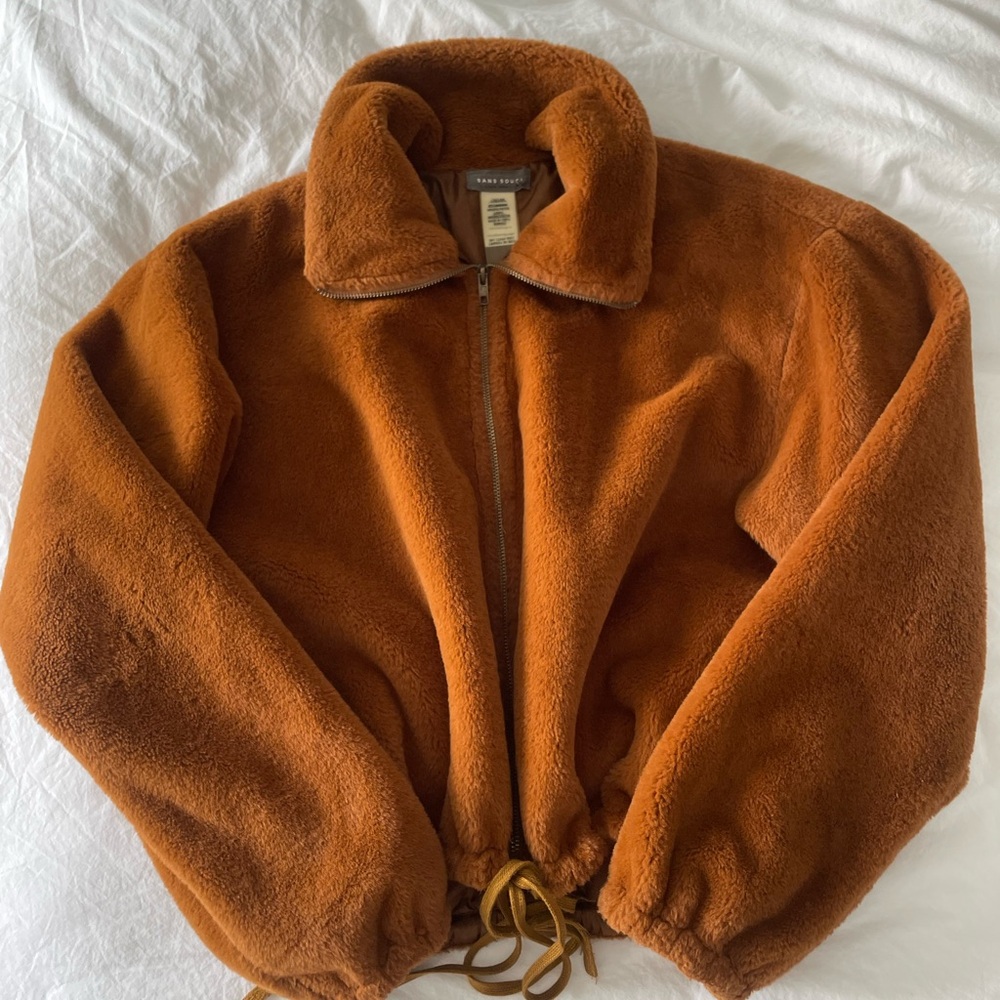 Sans Souci Brown Teddy Jacket Plush Collared Design